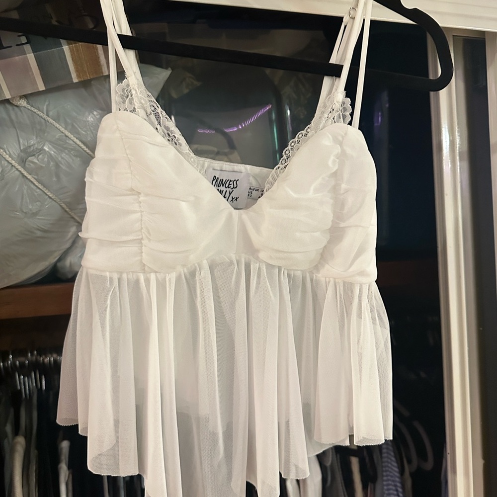 Princess Polly White Lace Detail Top